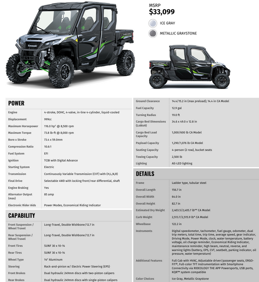 2025 KWT1000ESSNN Ridge XR Crew HVAC