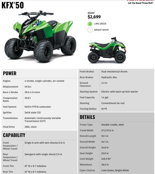 2026 Kawasaki KFX 50