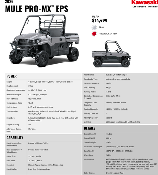 2026 KAWASAKI MULE PRO-MX™ EPS