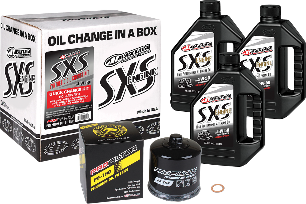 MAXIMA SXS QUICK CHANGE KIT 5W-50 WITH BLACK OIL FILTER POLARIS
