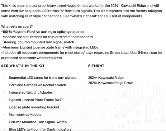 WD Electronic Turn Signal/horn Kit Kawasaki Ridge