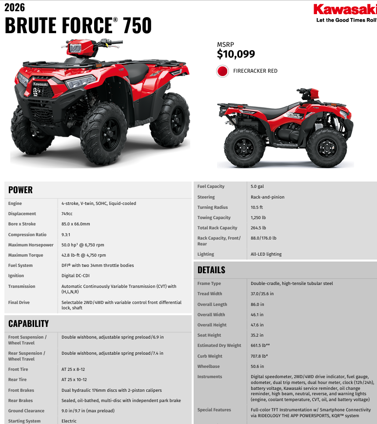 2026 Kawasaki Brute Force 750