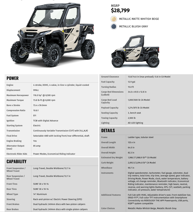 2026 Kawasaki Ridge HVAC