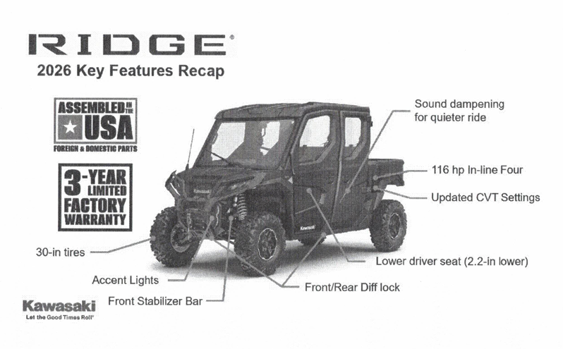 2026 Kawasaki Ridge HVAC