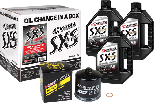 MAXIMA SXS QUICK CHANGE KIT 5W-50 WITH BLACK OIL FILTER POLARIS